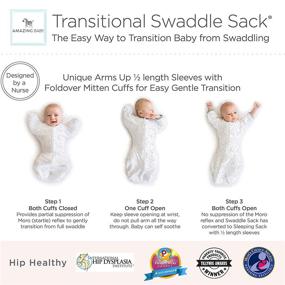 img 2 attached to Приз родителей для награжденного наградой Amazing Baby Transitional Swaddle Sack: Рукава вверх, варежки на манжетках, маленький медведь, стерлинг, средний размер (3-6 месяцев) - Обеспечьте лучший сон и легкий переход.