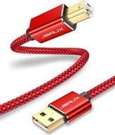 🔴 jsaux 6.6ft usb 2.0 кабель для принтера, тип a мужской - b мужской кабель сканера высокой скорости, совместимый с hp, canon, dell, epson, lexmark, xerox, samsung и другими (красный) логотип