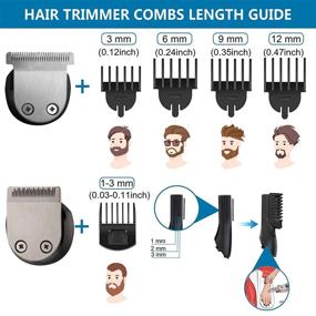 img 3 attached to Cheersoon Beard Trimmer for Men - Cordless Electric Hair Clippers with Multifunction Mustache Trimmer, LED Display, IPX7 Waterproof - Men’s Grooming Kit (Pattern 1)