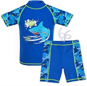 img 4 attached to 👕 Huaniue One-Piece Sleeve Boy's Rashguard Swimsuit Clothing