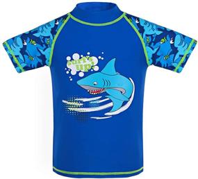 img 3 attached to 👕 Huaniue One-Piece Sleeve Boy's Rashguard Swimsuit Clothing