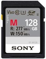 sony m series sdxc uhs-ii card 128gb v60 cl10 u3 max speed 277mb/s write 150mb/s black (sf-m128/t2) logo