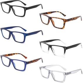 img 4 attached to 👓 IVNUOYI 6 Pack Reading Glasses: Large Square Frames with Blue Light Blocking & Spring Hinges, Anti Glare Eyestrain, Computer Readers for Men Women 2.0