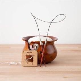 img 1 attached to Functional and Stylish Dark 🧶 Brown Mango Wood Knit Picks Yarn Bowl