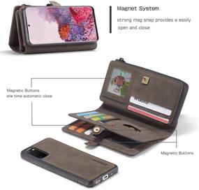 img 3 attached to 👜 Premium Coffee-colored Leather Zipper Wallet Case for Samsung Galaxy S20 FE 5G - Multi-Functional Purse Flip Cover with Card Slots & Detachable Magnetic Phone Case