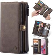 👜 premium coffee-colored leather zipper wallet case for samsung galaxy s20 fe 5g - multi-functional purse flip cover with card slots & detachable magnetic phone case logo