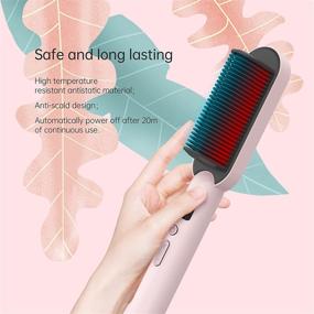 img 1 attached to AceJoy Ionic Pink Electric Hair Straightening Brush with Built-in Comb, LED Display &amp; 3 Temperature Options, Anti-Scald Design, Suitable for All Hair Types, Professional Salon Tool for Home Use, Pink