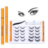 👁️ enhanced 10 pair magic eyelashes with eyeliner kit: perfect fake eyelashes set for women, girls - natural look with tweezers included logo