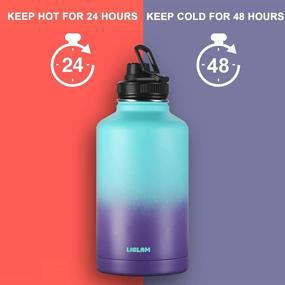 img 1 attached to Mermaid 64 oz Insulated Water Bottle with Straw Lid - Keep Hydrated for 48 Hrs or more - Large Half Gallon Water Jug - Stainless Steel Thermos with 3 Lids & Waterproof Stickers Included