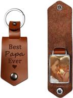 premium leather keychain: best papa ever - personalized dad gift for christmas, father's day, birthday - from daughter & son logo