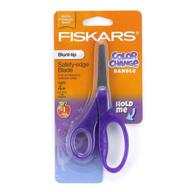 fiskars color change kids scissors: 5 inches, blunt tip - vibrant and safe cutting tool for children logo