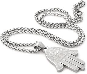 img 1 attached to Gungneer Hindu Hamsa Hand Necklace | Stainless Steel Charm Chain | Keel Chain Protection Symbol Strength Jewelry | Perfect Gift