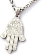 gungneer hindu hamsa hand necklace | stainless steel charm chain | keel chain protection symbol strength jewelry | perfect gift logo