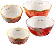 the pioneer woman flea market 4-piece ceramic measuring bowls with decorative designs logo