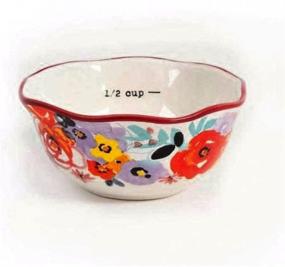 img 2 attached to The Pioneer Woman Flea Market 4-Piece Ceramic Measuring Bowls with Decorative Designs