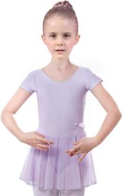 img 2 attached to AUKARENY Leotard Skirted Sleeve Ballet Girls' Clothing: Stylish and Comfortable Attire for Young Dancers