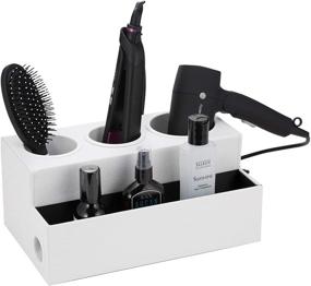 img 4 attached to 💇 Maximize Bathroom Organization with the JACKCUBE Design Hair Dryer Holder and Organizer Tray - White, MK154D