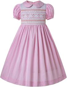 img 4 attached to 👗 Pettigirl Handcrafted Girls' Smocked Dress with Puff Sleeves