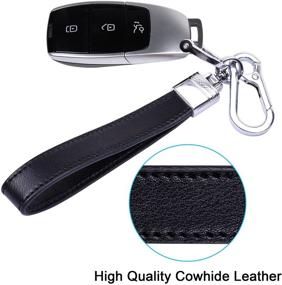 img 3 attached to 🔑 Wisdompro Genuine Leather Car Keychain: Heavy Duty Holder with 3 Keyrings and Screwdriver - Black