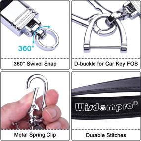 img 2 attached to 🔑 Wisdompro Genuine Leather Car Keychain: Heavy Duty Holder with 3 Keyrings and Screwdriver - Black