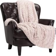 🌸 classy pink fuzzy soft cloud textured embossed faux fur throw blanket - plush sherpa solid cozy bed sofa chair couch cover living bed room blanket (50x65 inches) by chanasya logo