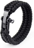 outdoor survival paracord bracelet buckle - adjustable stainless steel shackle for hiking, traveling, camping gear kit - essential podokas (black) логотип