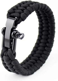 img 4 attached to Outdoor Survival Paracord Bracelet Buckle - Adjustable Stainless Steel Shackle for Hiking, Traveling, Camping Gear Kit - Essential Podokas (Black)