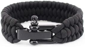 img 2 attached to Outdoor Survival Paracord Bracelet Buckle - Adjustable Stainless Steel Shackle for Hiking, Traveling, Camping Gear Kit - Essential Podokas (Black)