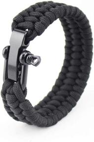 img 3 attached to Outdoor Survival Paracord Bracelet Buckle - Adjustable Stainless Steel Shackle for Hiking, Traveling, Camping Gear Kit - Essential Podokas (Black)