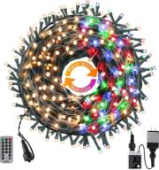 🎄 dual color warm white string lights: dotucok christmas tree lights with 300 leds, 9 lighting modes, and 105ft length - perfect for indoor and outdoor holiday decoration logo