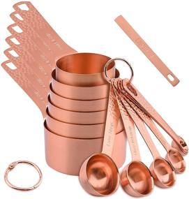 img 4 attached to 🥄 Gold Measuring Cups and Spoons Set, Copper and Stainless Steel Measuring Cups and Spoons, Copper Measuring Spoons, 6 Cup Measures, 7 Spoon Measures, 2 Rings, 1 Leveler