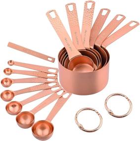 img 2 attached to 🥄 Gold Measuring Cups and Spoons Set, Copper and Stainless Steel Measuring Cups and Spoons, Copper Measuring Spoons, 6 Cup Measures, 7 Spoon Measures, 2 Rings, 1 Leveler