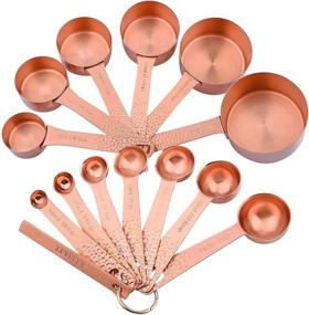 img 3 attached to 🥄 Gold Measuring Cups and Spoons Set, Copper and Stainless Steel Measuring Cups and Spoons, Copper Measuring Spoons, 6 Cup Measures, 7 Spoon Measures, 2 Rings, 1 Leveler