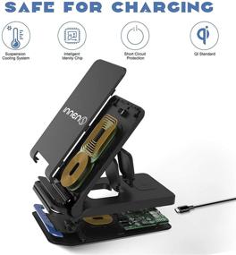 img 2 attached to 🔌 Innens 3-in-1 Wireless Charging Station for Apple iPhone 12 Pro Max/11 Pro Max/Xs Max/XS/XR/8, Galaxy Phone, iWatch 6 5 4 3 2 1, Airpods - Foldable 15W Wireless Charger Dock with Adapter (W-Black)