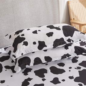 img 2 attached to 🐄 Mengersi Cow Kids Sheet Set Twin Size - Black and White Cow Design - Deep Pocket - 1 Fitted Sheet, 1 Flat Sheet, 1 Pillowcase - 3 Piece Bedding Set