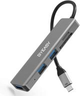 🔌 byeasy usb c hub card reader: ultra slim aluminum hub with sd/tf card reader and 3 usb 3.0 ports - compatible with macbook pro 2018/2017/2016, macbook air, chromebook - thunderbolt 3 reader logo