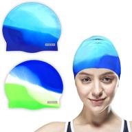 🏊 vsidea silicone swim caps 2 pack: durable & comfortable adult swimming cap for women and men - perfect for short or long hair logo