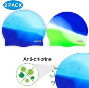 img 3 attached to 🏊 Vsidea Silicone Swim Caps 2 Pack: Durable & Comfortable Adult Swimming Cap for Women and Men - Perfect for Short or Long Hair