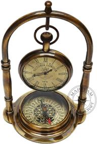 img 2 attached to 🕰️ Brass Maritime Clock Set: Nautical Ship Table Clock with Antique Victoria London Pocket Watch and Compass