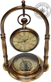 img 4 attached to 🕰️ Brass Maritime Clock Set: Nautical Ship Table Clock with Antique Victoria London Pocket Watch and Compass