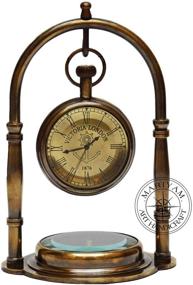 img 1 attached to 🕰️ Brass Maritime Clock Set: Nautical Ship Table Clock with Antique Victoria London Pocket Watch and Compass