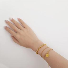 img 2 attached to Stylish PDWZNBA Gold Initial Bracelets: 14K Gold Plated, Beaded, Layered Chain for Women and Teen Girls - Adjustable, Dainty, and Cute Bracelets, Perfect Jewelry