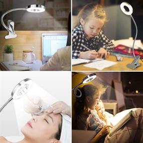 img 2 attached to 🔦 W-LITE 6W LED USB Reading Clip Laptop Lamp for Books, Piano, Bed Headboards, Desks, Eye-Care 2 Light Color Options, Included Adapter, Silver