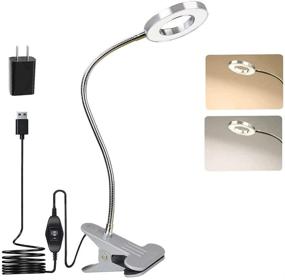 img 4 attached to 🔦 W-LITE 6W LED USB Reading Clip Laptop Lamp for Books, Piano, Bed Headboards, Desks, Eye-Care 2 Light Color Options, Included Adapter, Silver