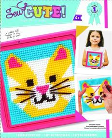 img 1 attached to 🧵 Colorbok 59338 Pink Frame Cat Learn to Sew Needlepoint Kit, 6-Inch by 6-Inch