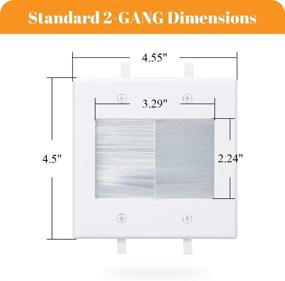 img 1 attached to 🔌 2 Gang Brush Wall Plate with Low Voltage Mounting Bracket for Cable Pass Through - White (2 Pack)