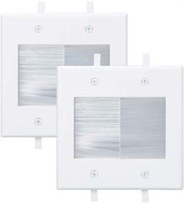 img 4 attached to 🔌 2 Gang Brush Wall Plate with Low Voltage Mounting Bracket for Cable Pass Through - White (2 Pack)