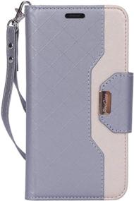 img 4 attached to Stylish Grey Wallet Case for iPhone 11 Pro Max 6.5 Inch 2019, Designed for Women and Girls, Folding Flip Case with Convenient Card Holder and Wrist Strap