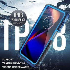 img 2 attached to 📱 ANTSHARE Full Body Waterproof Case for Moto G Power 2021 - Blue, with Built-in Screen Protector, Heavy Duty Protection & Shockproof - IP68 Underwater Case