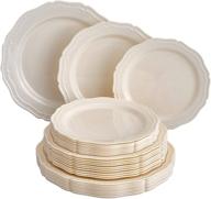 silver spoons 30 pc plastic plate set – disposable plates for french countryside parties, cream, 10 servings logo